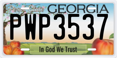 GA license plate PWP3537
