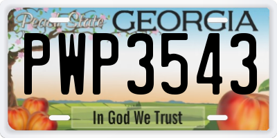 GA license plate PWP3543