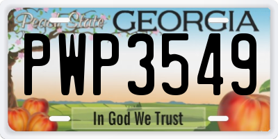 GA license plate PWP3549