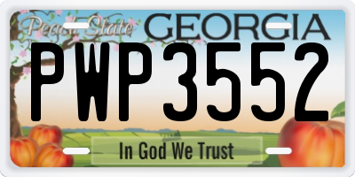 GA license plate PWP3552