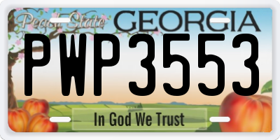 GA license plate PWP3553