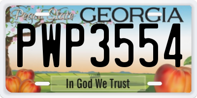 GA license plate PWP3554