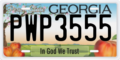 GA license plate PWP3555