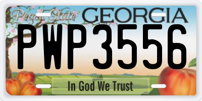GA license plate PWP3556