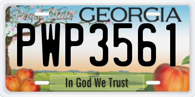 GA license plate PWP3561