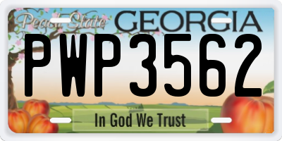 GA license plate PWP3562