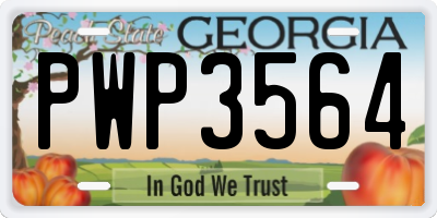 GA license plate PWP3564
