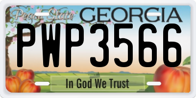 GA license plate PWP3566