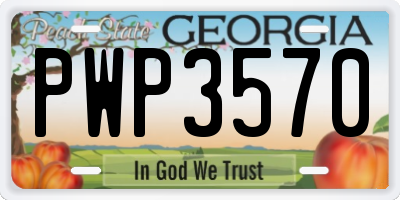 GA license plate PWP3570