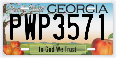GA license plate PWP3571