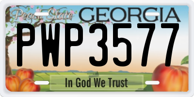 GA license plate PWP3577