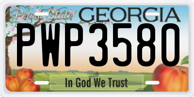 GA license plate PWP3580