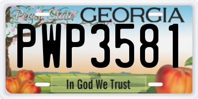 GA license plate PWP3581
