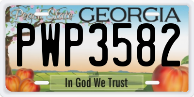 GA license plate PWP3582