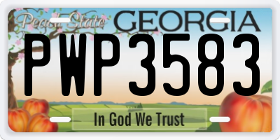 GA license plate PWP3583