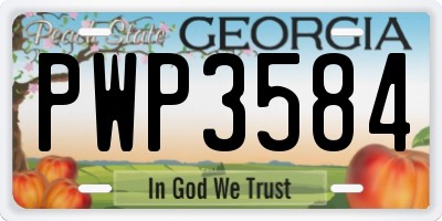 GA license plate PWP3584