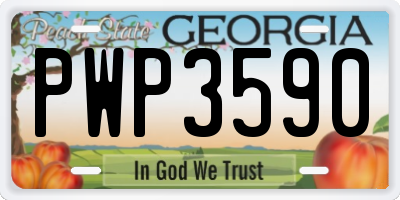 GA license plate PWP3590
