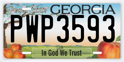 GA license plate PWP3593