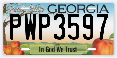 GA license plate PWP3597