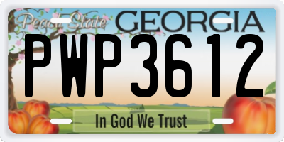 GA license plate PWP3612