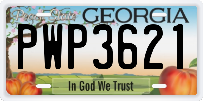 GA license plate PWP3621