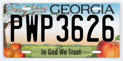 GA license plate PWP3626