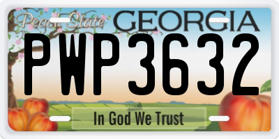 GA license plate PWP3632