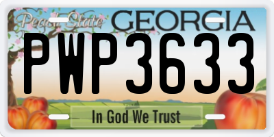 GA license plate PWP3633