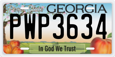 GA license plate PWP3634
