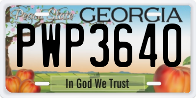 GA license plate PWP3640
