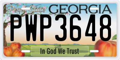 GA license plate PWP3648