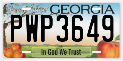 GA license plate PWP3649