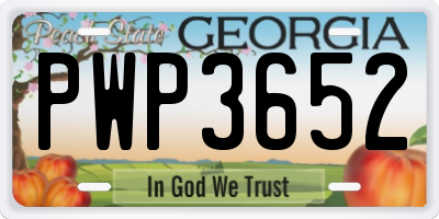 GA license plate PWP3652