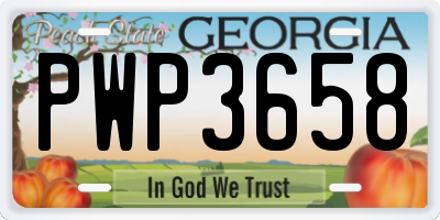 GA license plate PWP3658