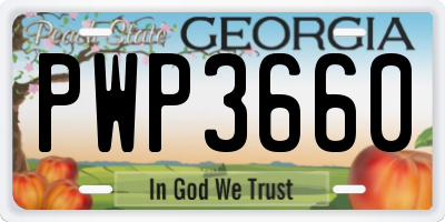 GA license plate PWP3660