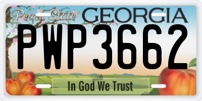 GA license plate PWP3662