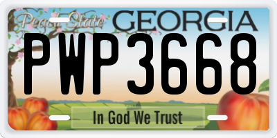 GA license plate PWP3668