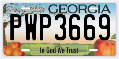 GA license plate PWP3669
