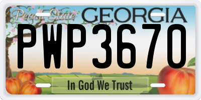 GA license plate PWP3670