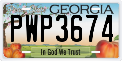 GA license plate PWP3674