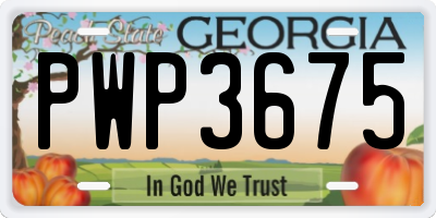 GA license plate PWP3675