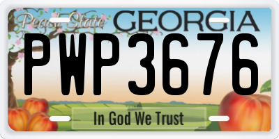 GA license plate PWP3676