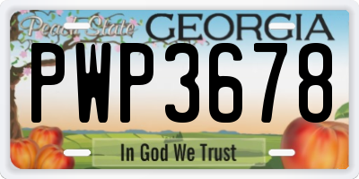 GA license plate PWP3678
