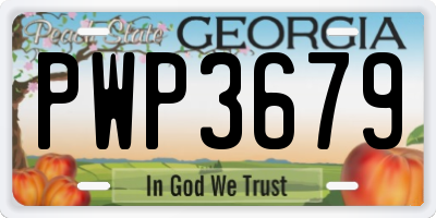 GA license plate PWP3679