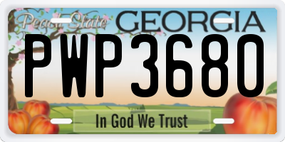 GA license plate PWP3680