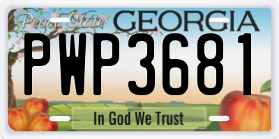 GA license plate PWP3681