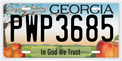 GA license plate PWP3685