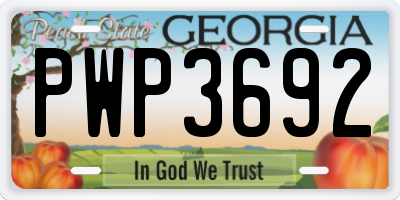 GA license plate PWP3692