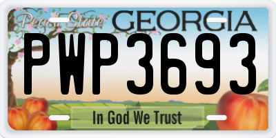 GA license plate PWP3693