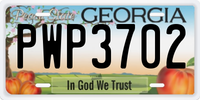 GA license plate PWP3702